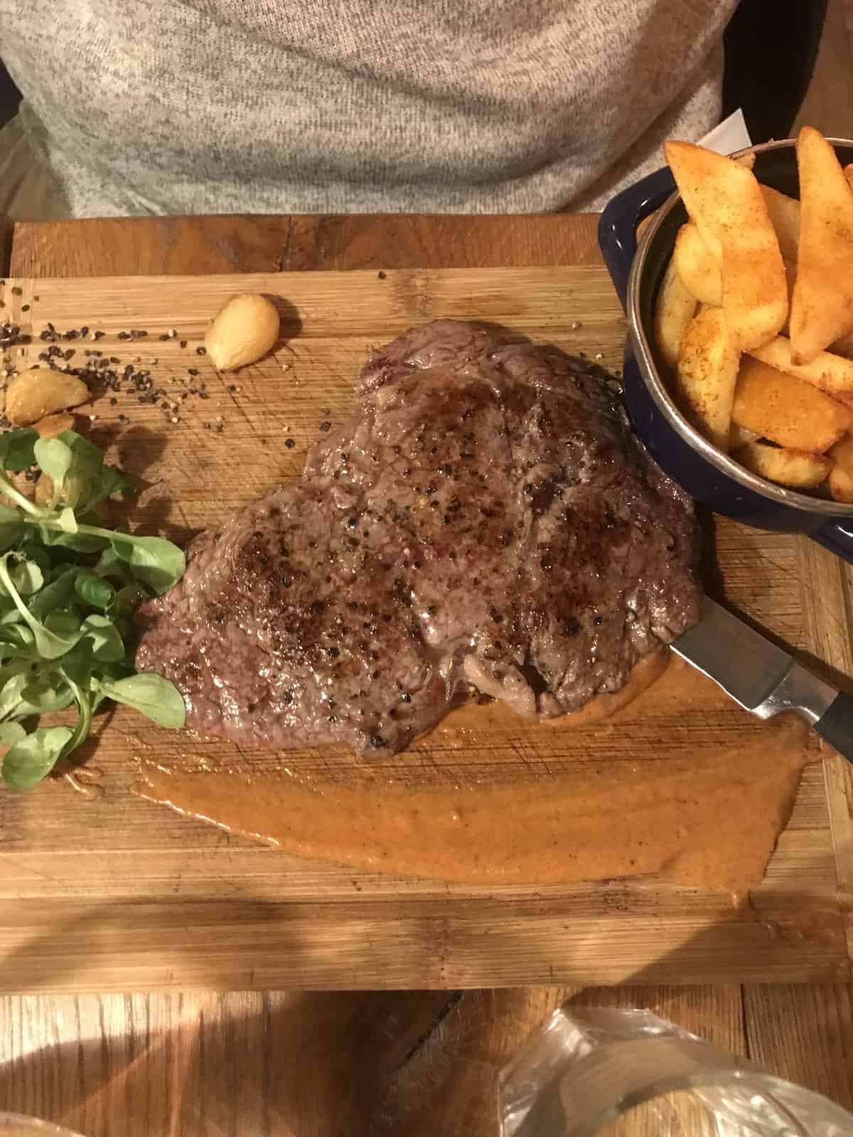 ribeye steak at Restauracja Slawkowska restaurant in Krakow, Poland