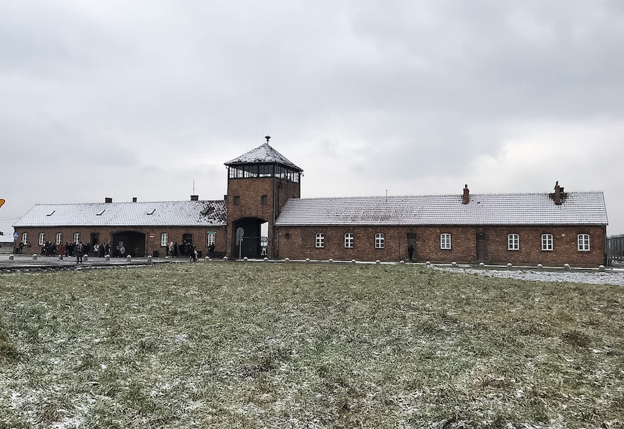 Entrance to Birkenau Concentration camp near Krakow, Poland