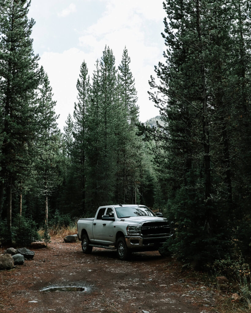 Truck camping in Montana with a RAM 3500