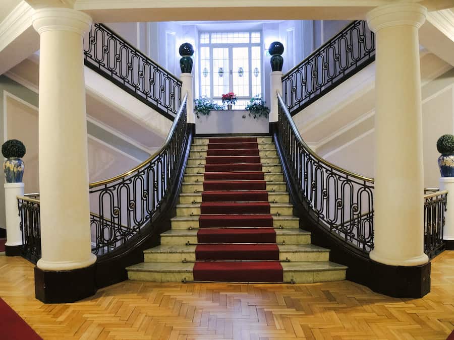 grand staircase at Hotel Francuski in Krakow, Poland