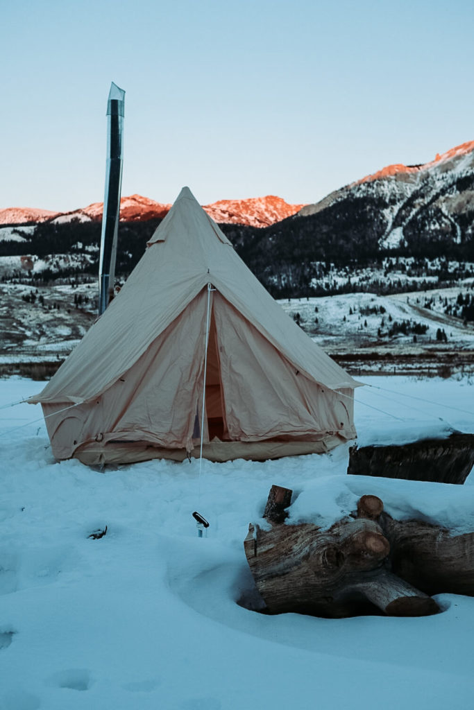 Winter camping near Jackson Hole